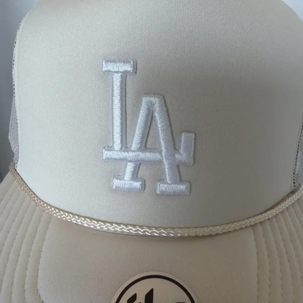 Los Angeles LA Dodgers Sand Tan Trucker Snapback ‘47 Brand Hat Baseball Cap
